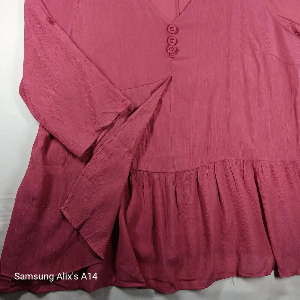 Zim & Zoe by‎ City Chic Raspberry Pink Plain Layered Tunic Top 3XL